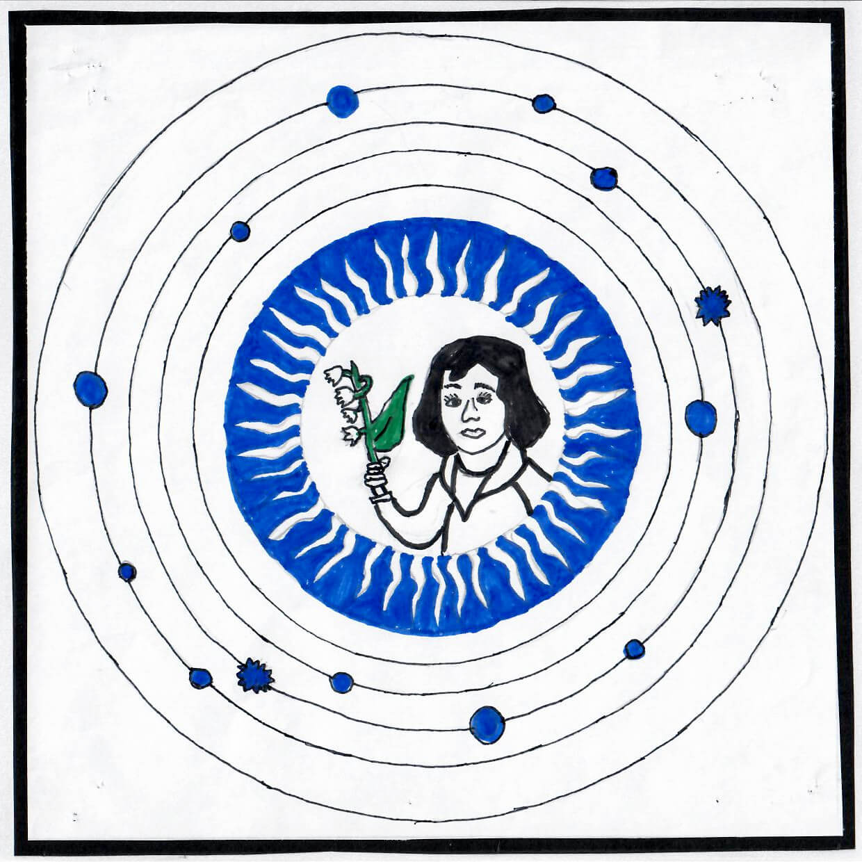 Rysunek Kopernika trzymającego konwalię