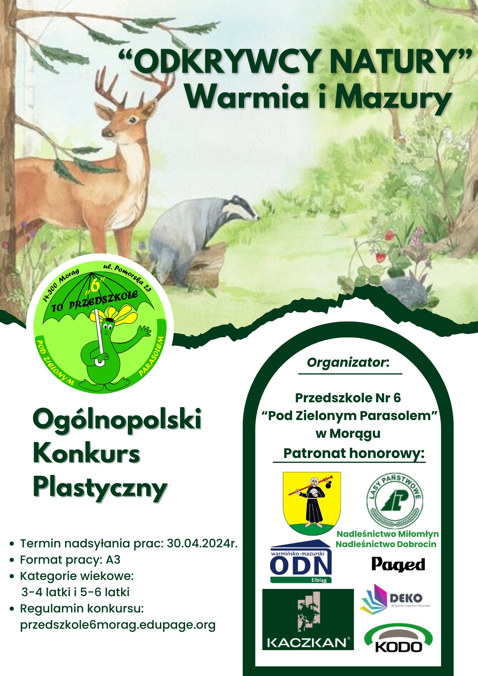 Ogólnopolski Konkurs Plastyczny dla przedszkolaków „Odkrywcy Natury – Warmia i Mazury”
